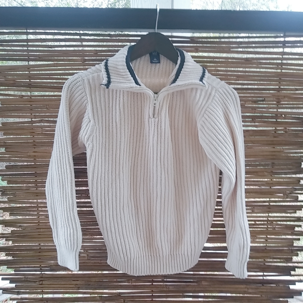 GAP 10 Boys Fisherman Ribbed Knit Pullover Sweater Kids in Off-White
